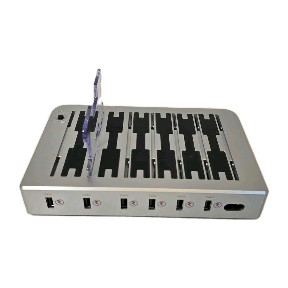 Hercules Tuff HT-CS-6‎ 6-Port Fast USB Charging Station Organizer – Silver